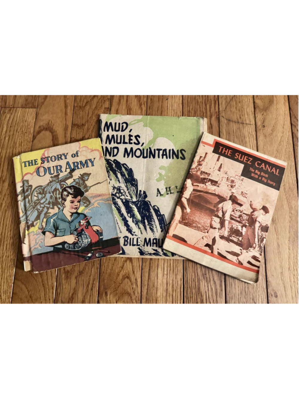 3 Vintage Military History Book Lot WWII Bill Mauldin Army Suez Canal 1940s-50s